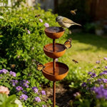 fontaine oiseaux marron rustique effet rouille moderne naturelle jardin decoration