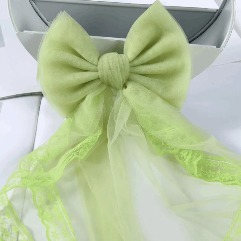attaches rideau tulle dentelle bow décoratif romantique shabby chic blanc rose vif rouge vert