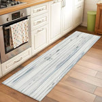tapis moderne bleu beige rayé rustique salon chambre salle bain polypropylène polyester