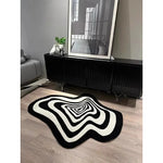 tapis noir blanc rayures moderne salon salle bain imperméable anti dérapant polyester daimwashable