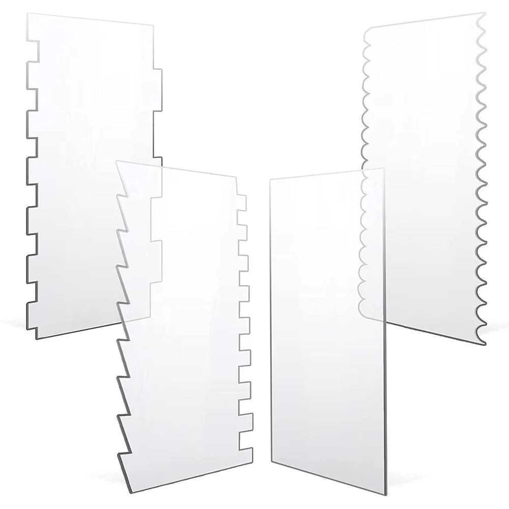 spatules gâteau transparentes décoration bord glaçage peigne lisse outils cuisine blanc classique