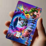 autocollant réfléchissant carte multicolore dessins animés personnages moderne bleu violet rose jaune vert