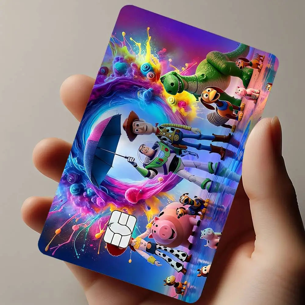 autocollant réfléchissant carte multicolore dessins animés personnages moderne bleu violet rose jaune vert