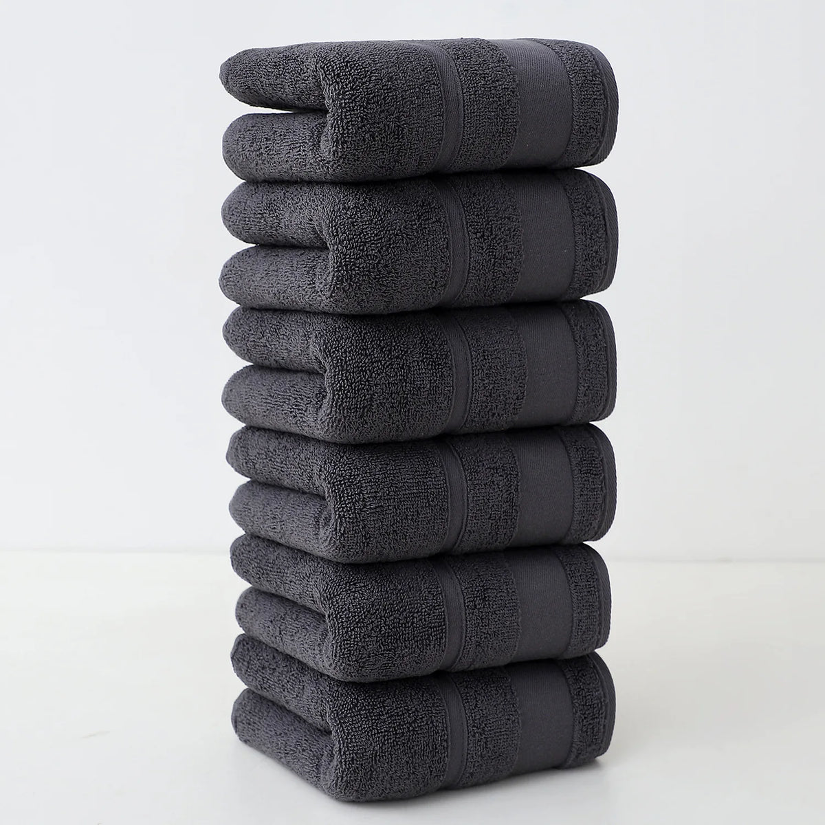 serviettes coton absorbantes 30x60cm noir blanc beige rose bleu unies modernes