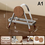 porte planches découper acier inoxydable bois finition brillante moderne réutilisable multifonctionalité fixations articulées argent