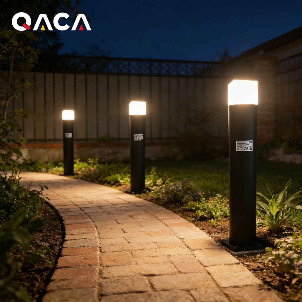 Lampes jardin LED 5W 12V IP65 moderne noires tringle fixations adaptateur câbles