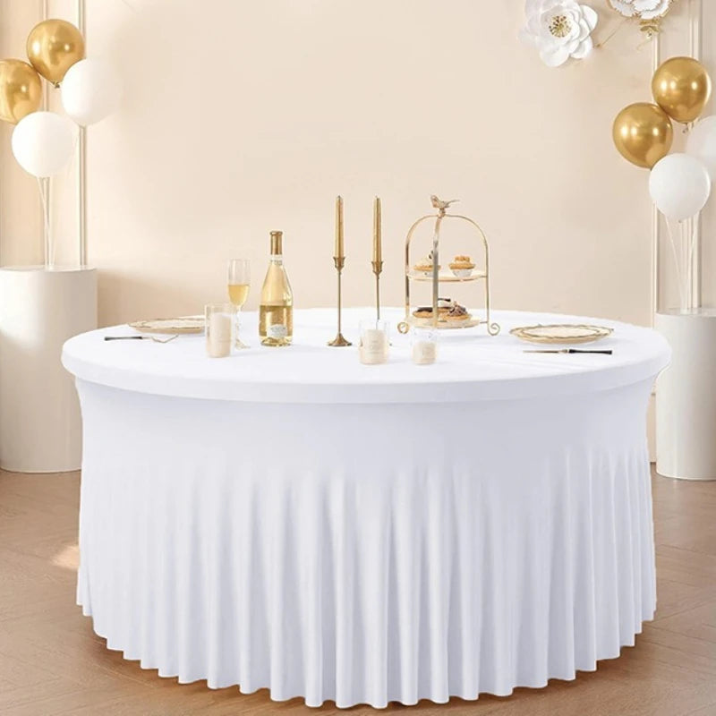nappe ronde volants table mariage blanc rouge bleu or rose festive