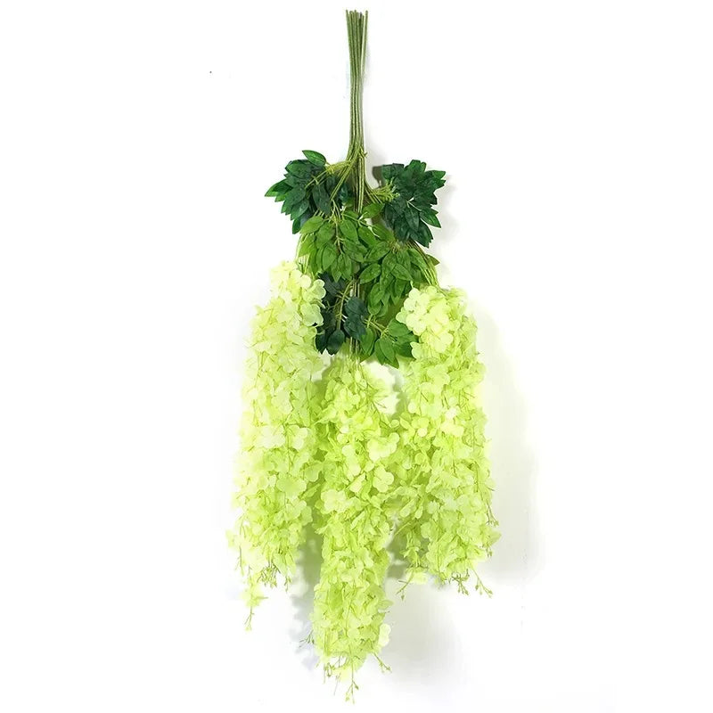 guirlandes artificielles décoration extérieure mariage blanc vert fleurs feuilles romantique jardin accrochéesextérieur festive