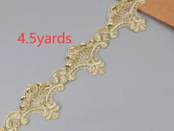 ruban dentelle ornements floraux blanc or dorées classique élégant 6cm ajouré textile mariage
