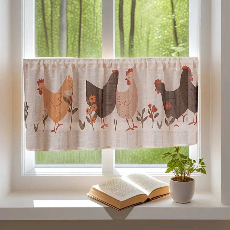 rideau cuisine fleurs beige marron vert orange violet opacité rustique 100x60cm 150x60cm