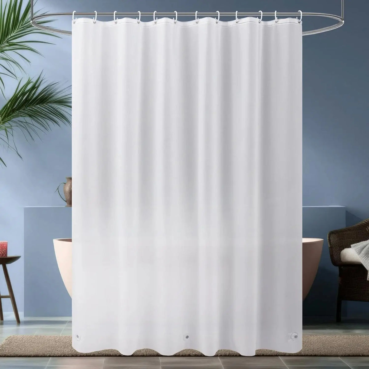 rideau douche blanc moderne aimants poids opacité 120x200cm neutre salon