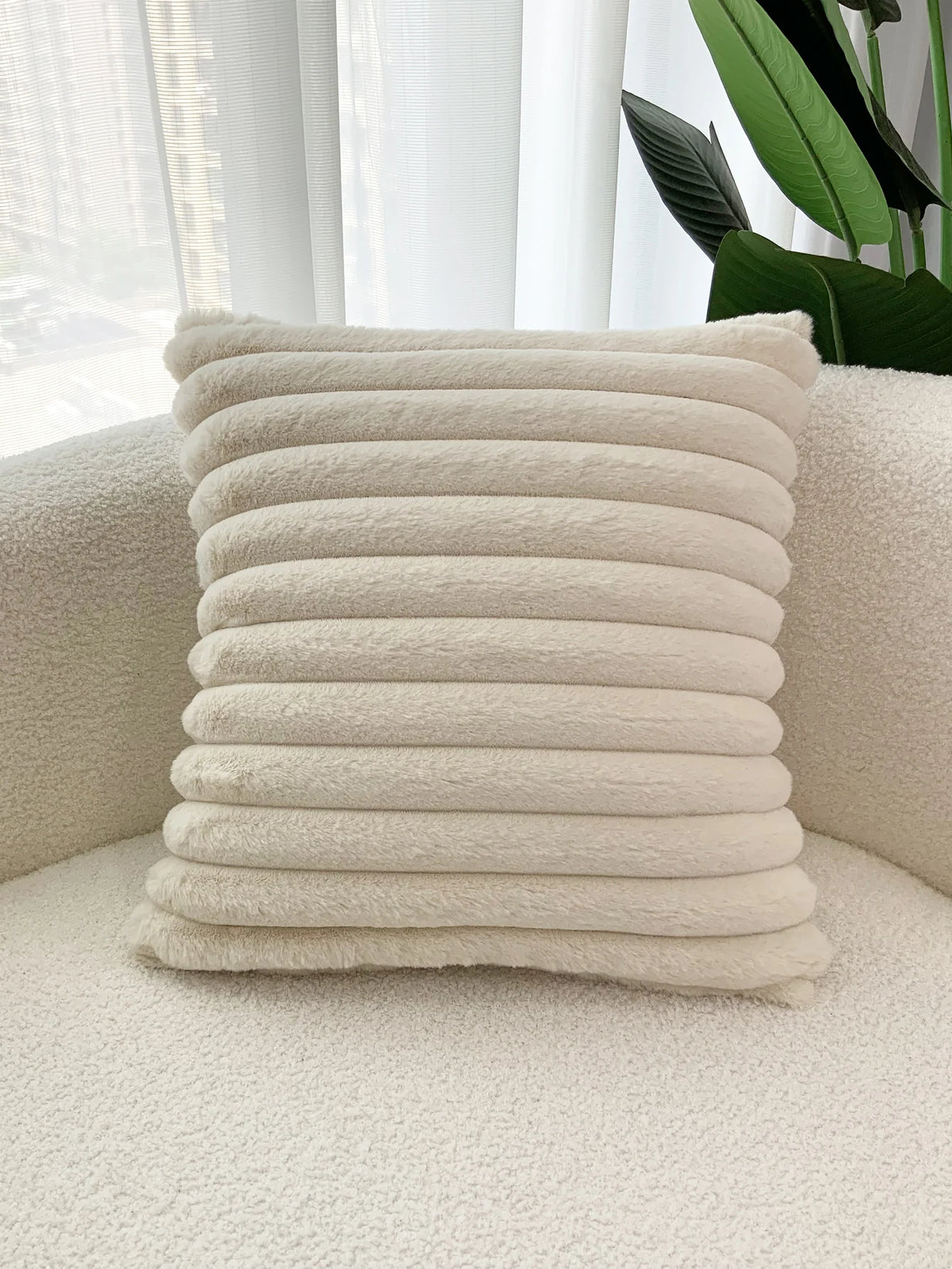 taies d'oreiller décoratives moderne rayées 30x50cm 45x45cm polyester beige clair coussins maison simple fixations