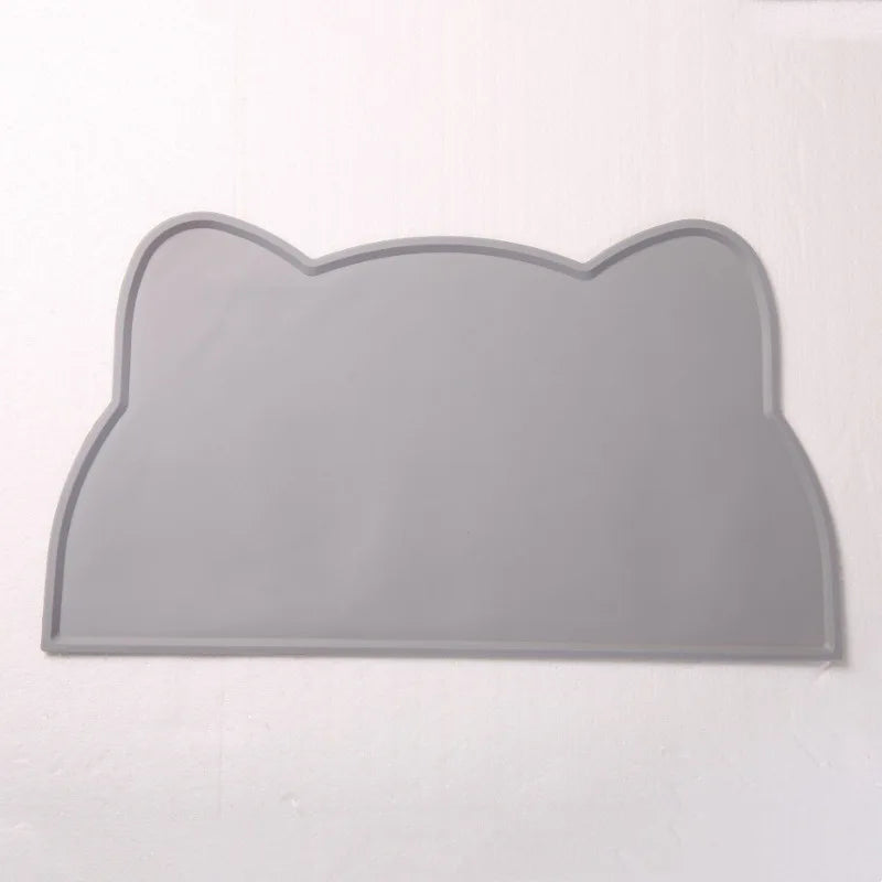 tapis silicone antidérapant chats bols moderne gris orange bleu rose ludique
