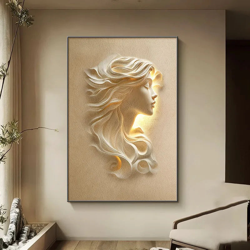 Applique murale LED allumée dans un hall d'entrée avec décoration minimaliste