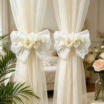 rideau blanc dentelle fleurs rubans classique chambre salon mariage erotique romantique erotique romantique erotique