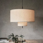 suspension lumineuse tissu beige moderne 30cm 40cm 50cm 60cm 80cm lumière chaude lumière neutre