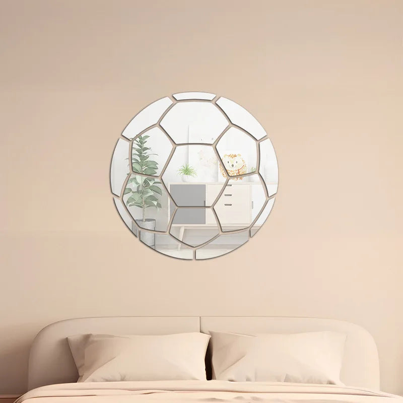 miroir mural argenté hexagonnel moderne adhésif salle bain chambre decoration
