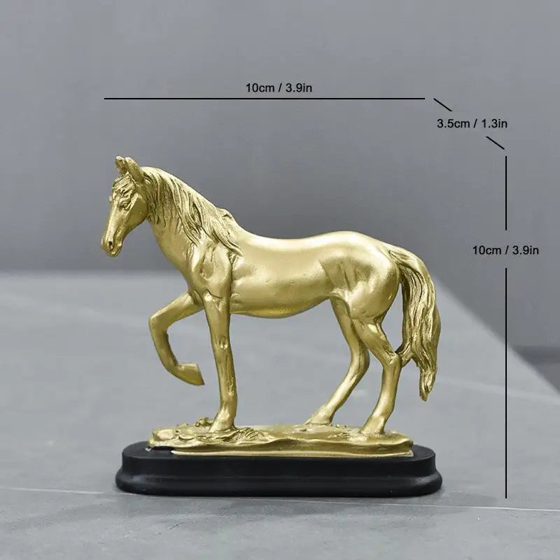 statuette cheval doré résine moderne élégante décoration salon brillante haute qualité ornement chambre