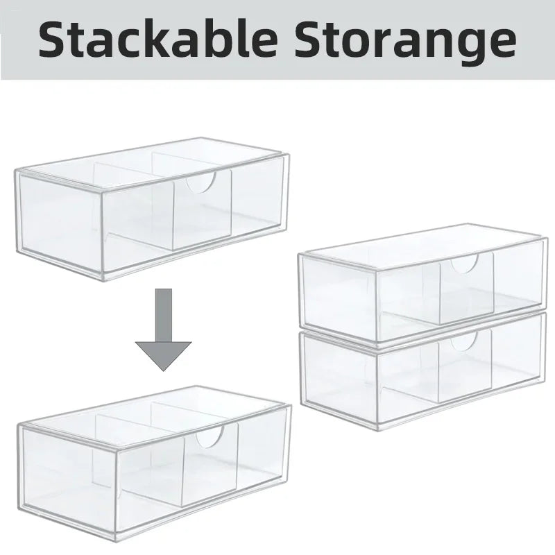 boîtes rangement transparentes empilables tiroirs amovibles moderne organisateur minimalistes