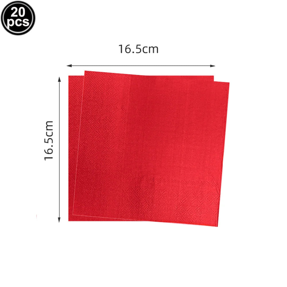 serviettes papier colorées anniversaire enfants fêtes simple bleu rose rouge noir vert jaune violet