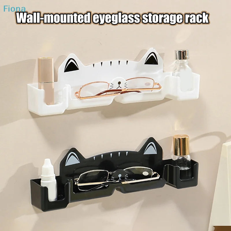 rangement mural lunettes petits accessoires forme chat blanc noir adhésif modernes