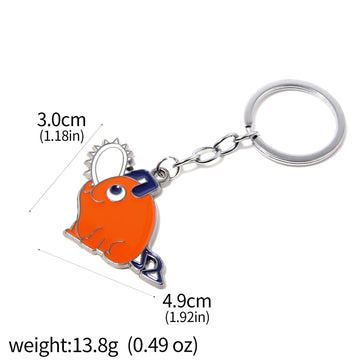 porte clés métal orange bleu blanc dessin animé géométrique créatif cartoon anneaux métalliques