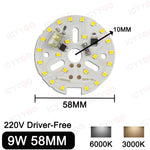 Plaque LED circulaire 5W 7W 9W 12W 18W 24W blanc moderne sans pilote 220V