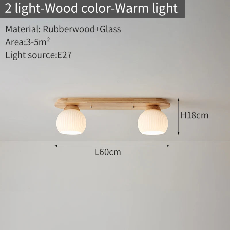 plafonniers modernes trois ampoules led bois naturel lumière blanche minimaliste
