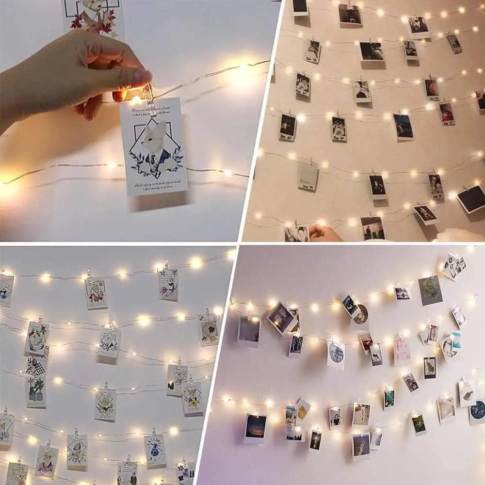 Guirlande lumineuse photo blanc chaud ambiance cosy