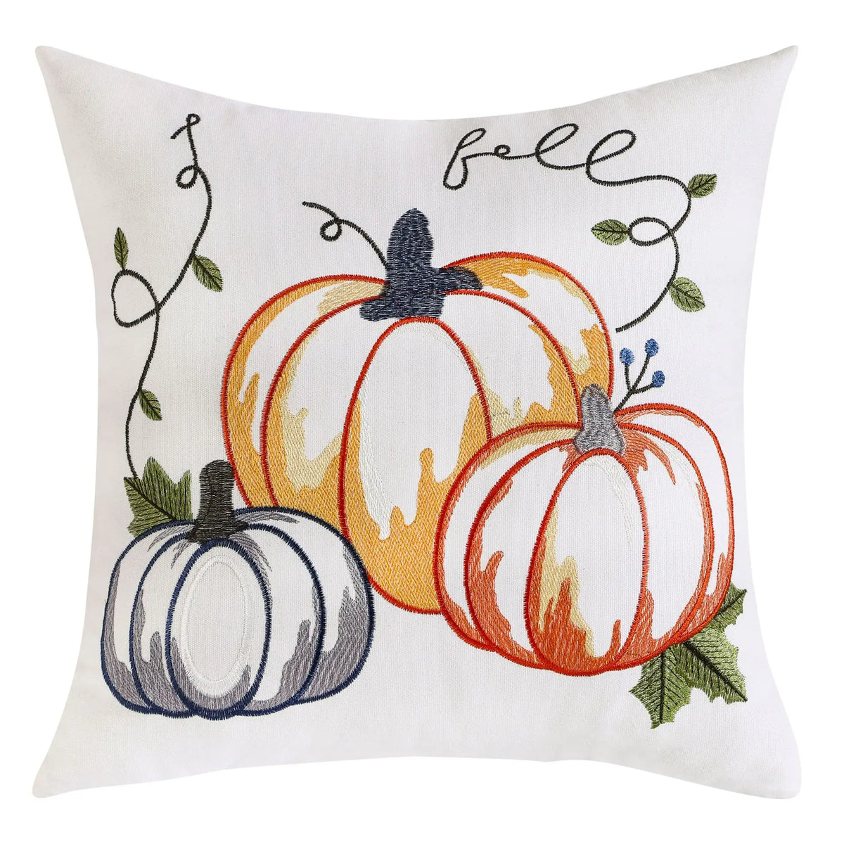 coussin carré halloween citrouilles feuilles deco moderne blanc opacité jacquard polyester fixations