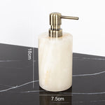 ensemble salle bain marbre onyx blanc distributeur savon porte brosse dents plateau luxe
