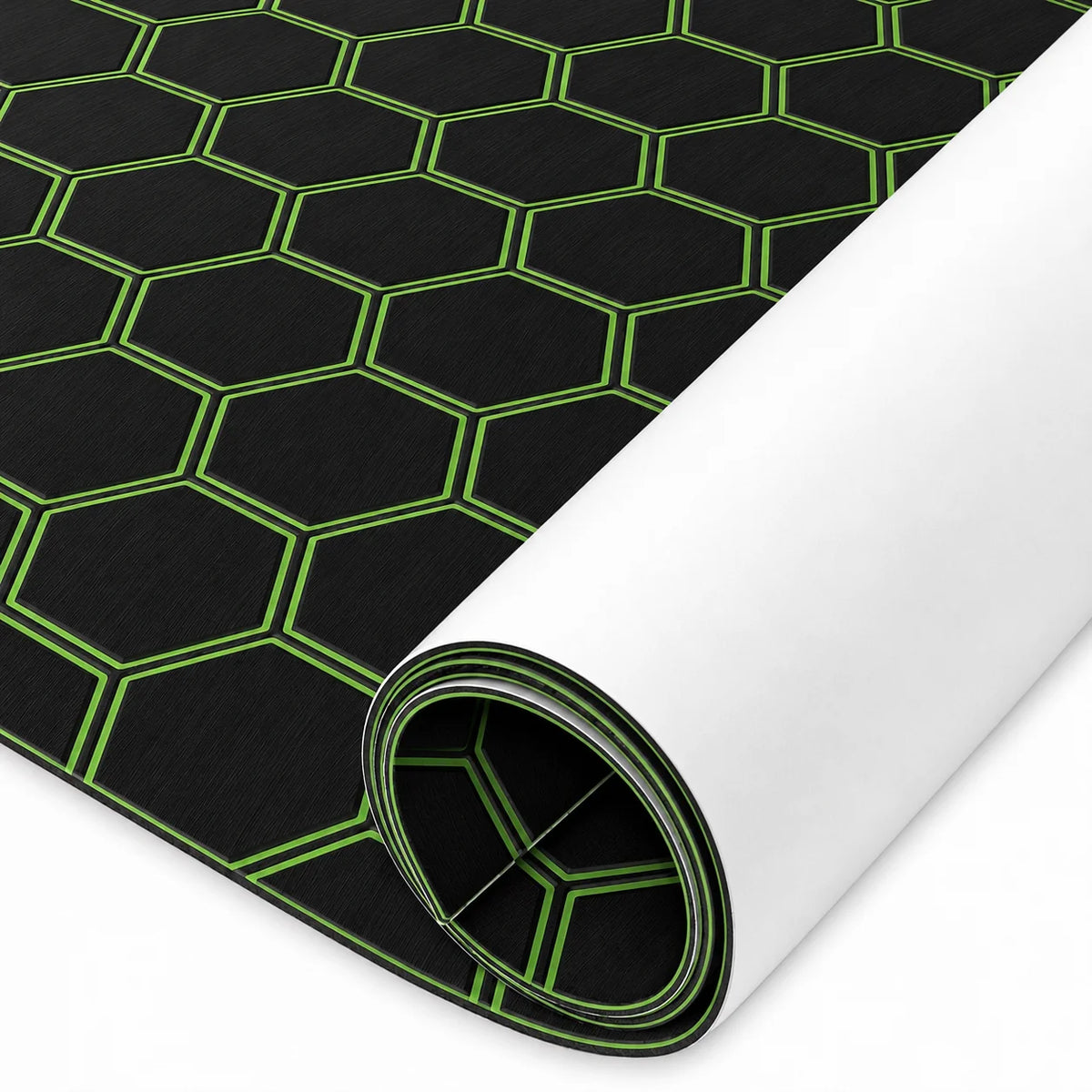 tapis sol mousse eva hexagon noir vert moderne antidérapant adhésif camping surf