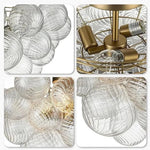 lustre moderne transparent doré ronds striés salon chambre élégant ampoules chaines led