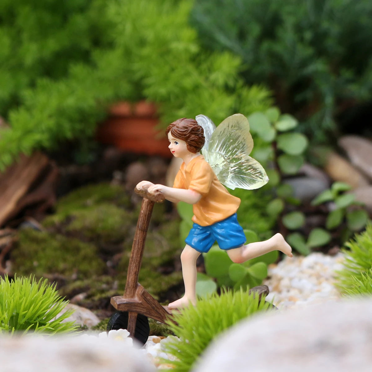 statue miniature fée skateboard ailes fleur extérieur occasion cadeau valentin mariage