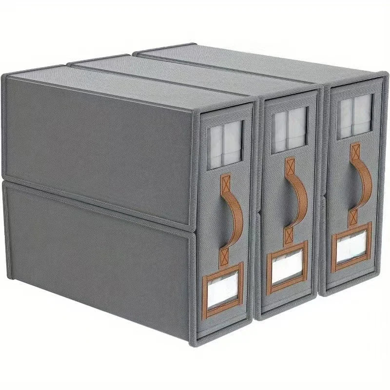 boîtes rangement gris modernes fenêtres pvc étiquettes personnalisables velcro rechargeables