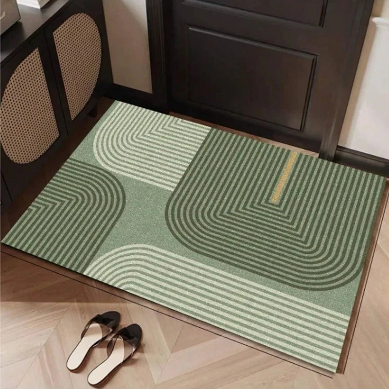 tapis sol moderne rayures concentriques beige gris noir antidérapant résistant