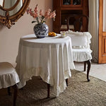 nappe lin beige clair rustique vintage fronces machine table mangerextérieur salon decoration