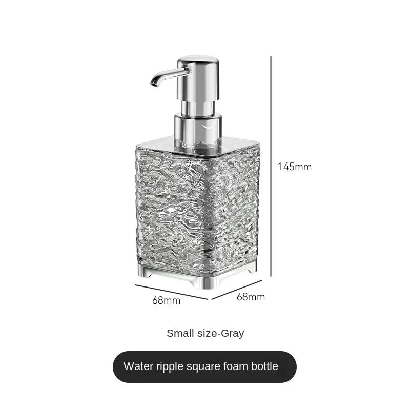 distributeur savon liquide transparent texture ondulée moderne salle bain cuisine rechargeable pump bouchon