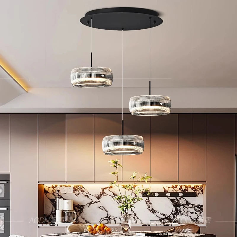 suspension lumineuse moderne transparente reliefs câbles suspendus 90 260V flux lumineux 249 2000