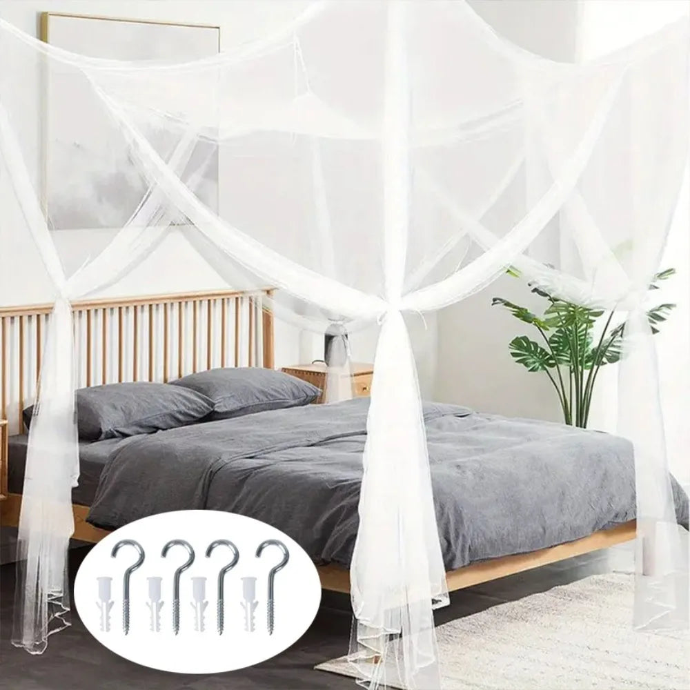 filet anti moustiques transparent moderne rose clair noir coton polyester crochets métalliques chambre coucher