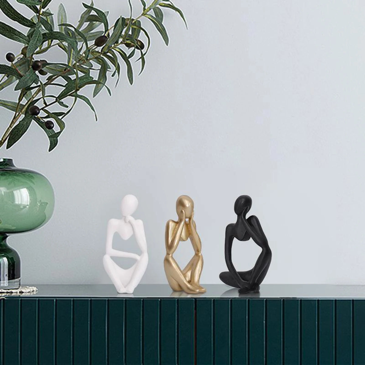 statuette moderne résine abstraction penseur gris doré décoration intérieure minimaliste maison ornement