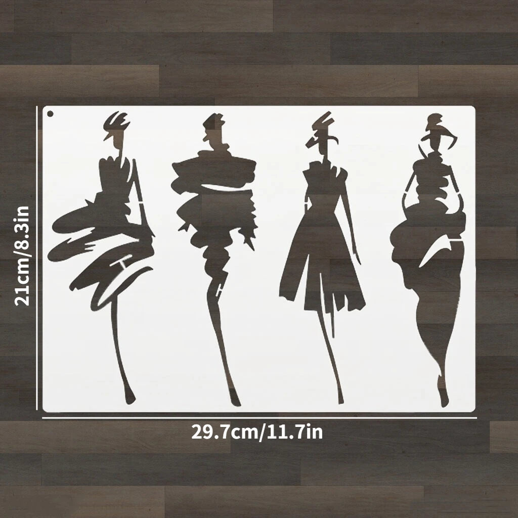 pochoirs stencil noir silhouettes personnes vêtements minimaliste clips peinture murale bricolage