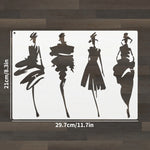 pochoirs stencil noir silhouettes personnes vêtements minimaliste clips peinture murale bricolage