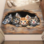 tapis moderne chatons trou bois multicolore antidérapant intérieur salon chambre