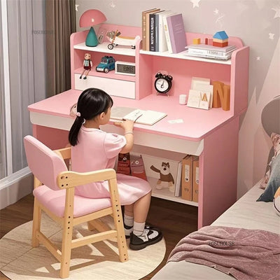 Set de table et chaises en bois pour enfants, design minimaliste moderne, vue d'ensemble