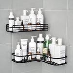 étagère murale moderne grille métallique noir adhésive salle bain acier inoxydable angle fixations incluses