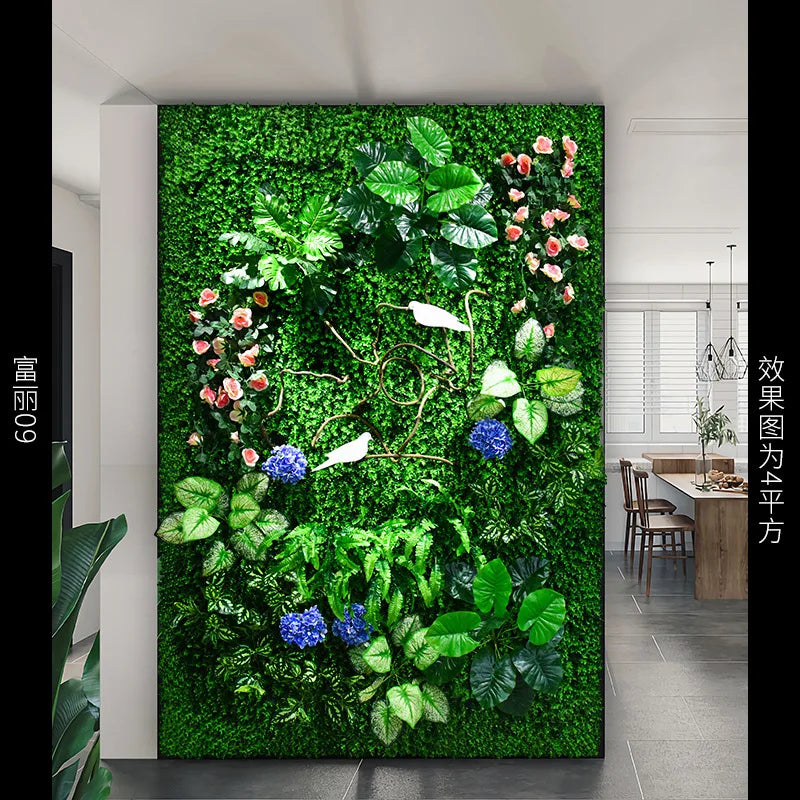 décoration mur végétal artificiel diverses feuilles fleurs moderne intérieur accroché