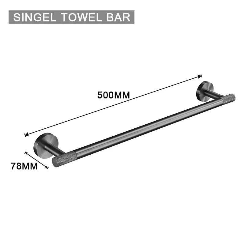 ensemble accessoires salle bain noir mat porte serviettes mural moderne métal brossé
