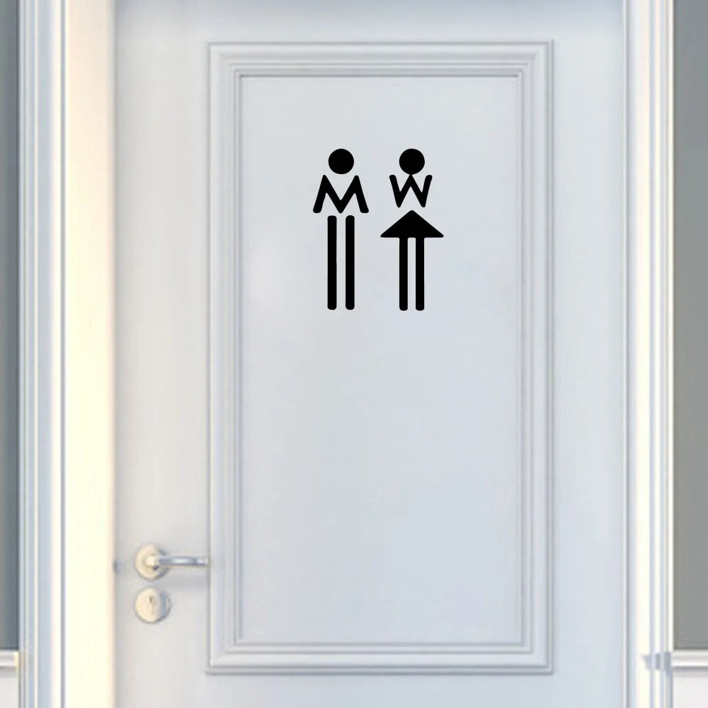 autocollants mural personnages stylisés humour minimaliste noir adhésif salle bain chambre enfants décoration vinyle