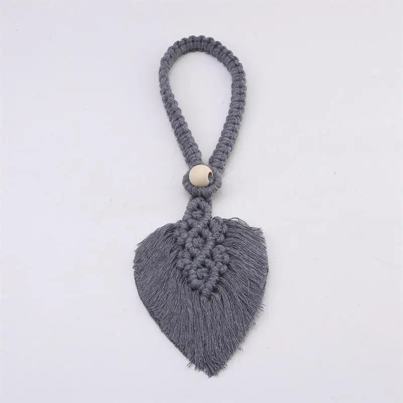 rideaux macramé boho franges beige vert gris jauneclair